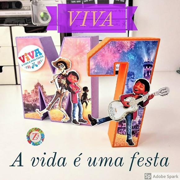 Letras e Numero 3D (quadrada)- tema VIVA A vida é uma festa