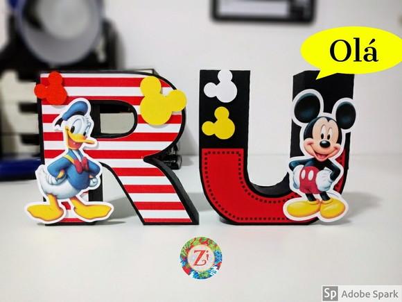 Letras e Números 3D - Tema CASA DO MICKEY