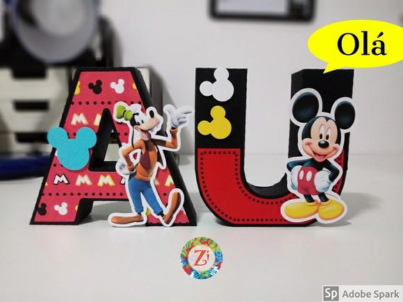 Letras e Números 3D - Tema CASA DO MICKEY