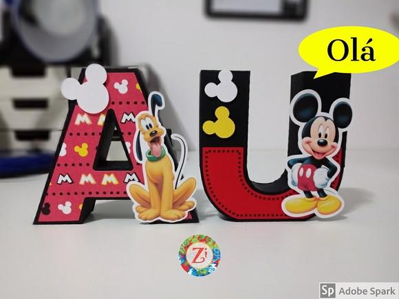 Letras e Números 3D - Tema CASA DO MICKEY