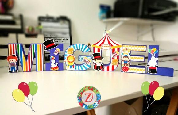 Letras E Números 3d - Tema Circo Colorido