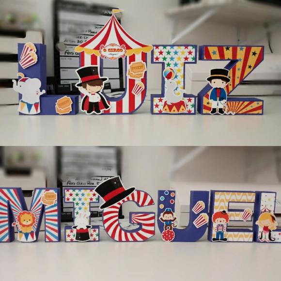 Letras E Números 3d - Tema Circo Colorido