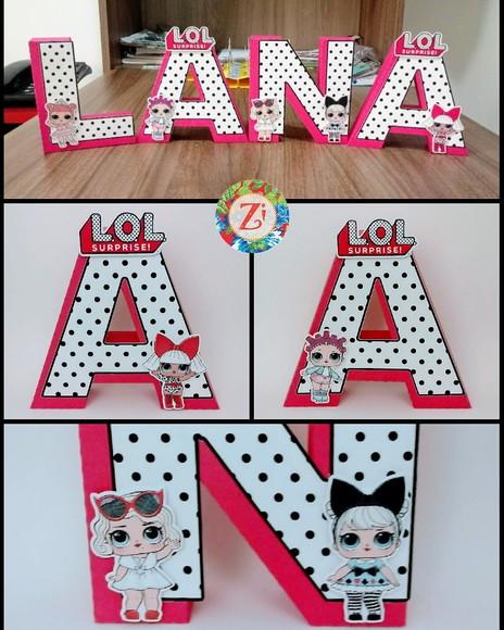 Letras e Números 3D - Tema LOL SURPRISE