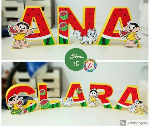 Letras e Números 3D - Tema MAGALI