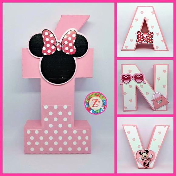 Letras e Números 3D - Tema MINIE