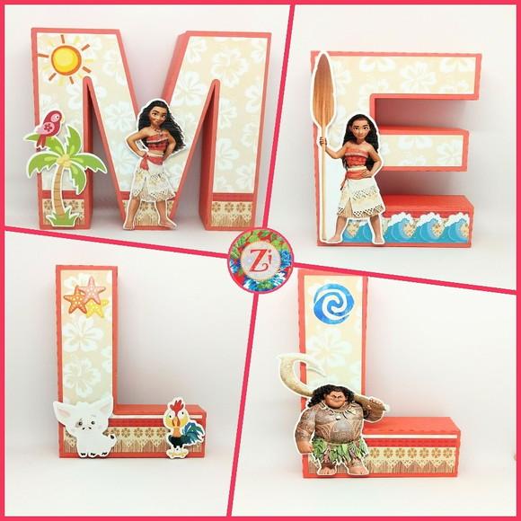 Letras e Números 3D - Tema MOANA