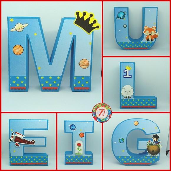 Letras e números 3D - tema O PEQUENO PRÍNCIPE
