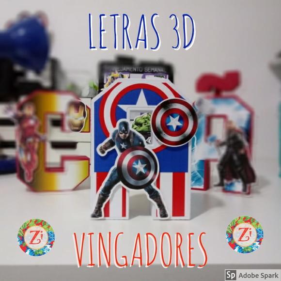Letras e Números 3D - tema VINGADORES