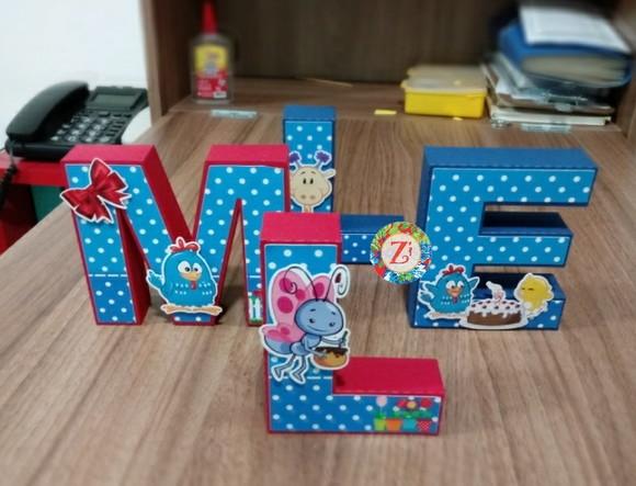 Letras e Números 3D em Papel - Tema GALINHA PINTADINHA