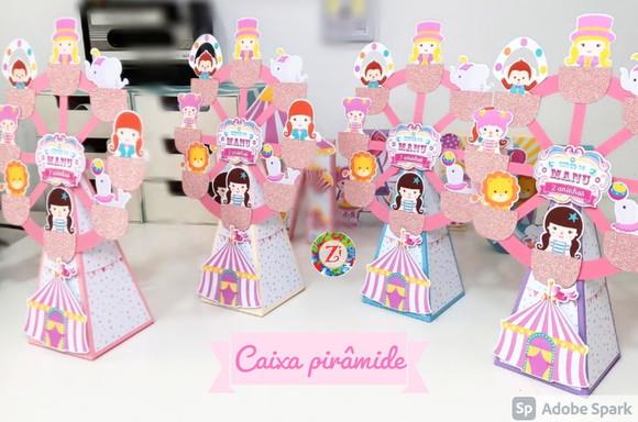 Roda Gigante (caixa pirâmide) - tema CIRCO ROSA