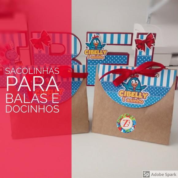 Sacolinha para Bala e Docinhos - Tema Galinha Pintadinha
