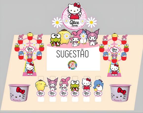 Topo de Bolo - Tema Hello Kitty