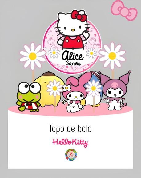Topo de Bolo - Tema Hello Kitty
