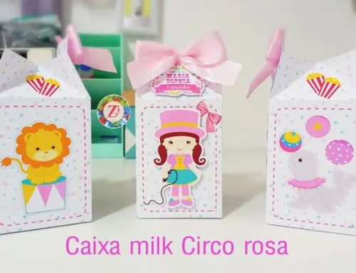 Caixa Milk - Tema Circo Rosa