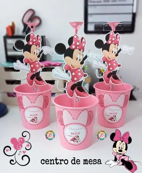 Centro de Mesa - Baldinho MINNIE ROSA