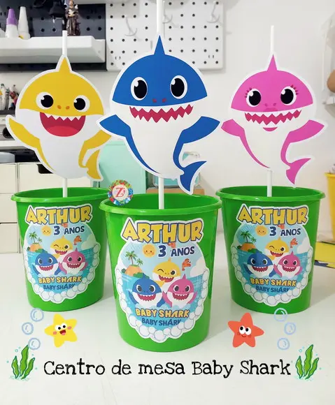 Centro de Mesa Baldinho - Baby Shark