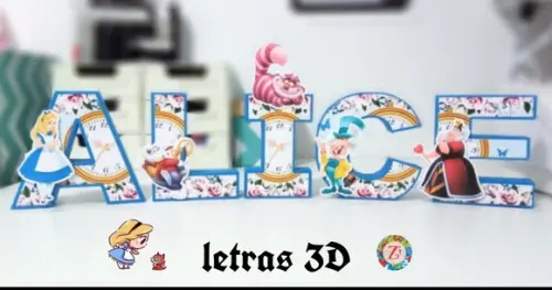 Letras E Números 3d - Tema Alice País Das Maravilhas