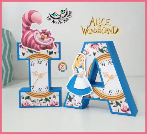 Letras E Números 3d - Tema Alice País Das Maravilhas