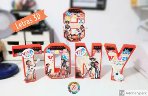 Letras e Numero 3D (quadrada)- tema VIVA A vida é uma festa