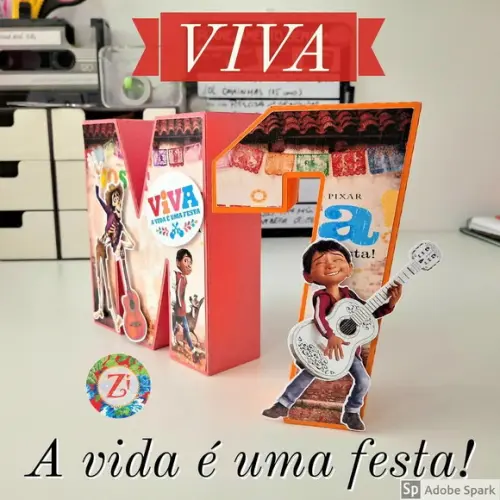 Letras e Numero 3D (quadrada)- tema VIVA A vida é uma festa