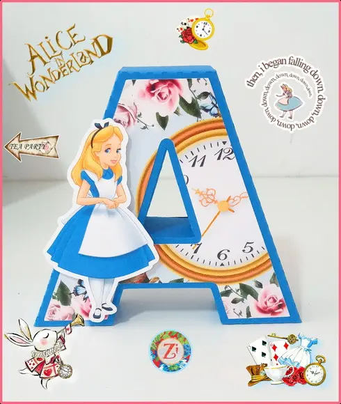 Letras E Números 3d - Tema Alice País Das Maravilhas
