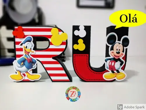Letras e Números 3D - Tema CASA DO MICKEY