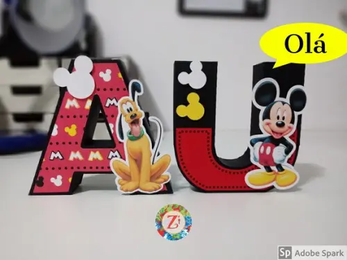 Letras e Números 3D - Tema CASA DO MICKEY
