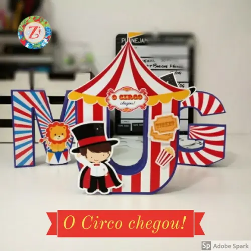 Letras E Números 3d - Tema Circo Colorido