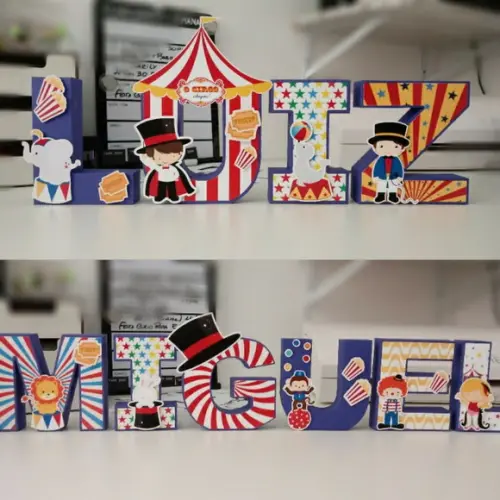 Letras E Números 3d - Tema Circo Colorido