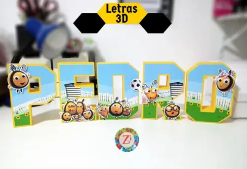 Letras e Números 3D - tema COLMÉIA FELIZ