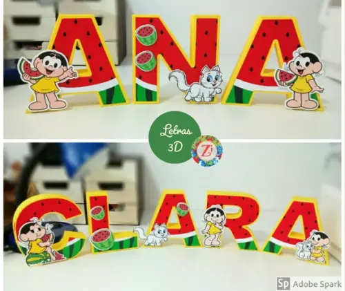 Letras e Números 3D - Tema MAGALI