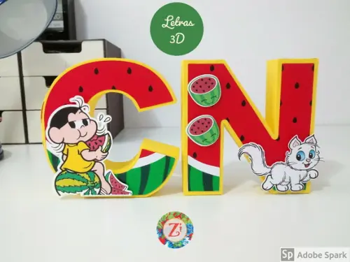 Letras e Números 3D - Tema MAGALI