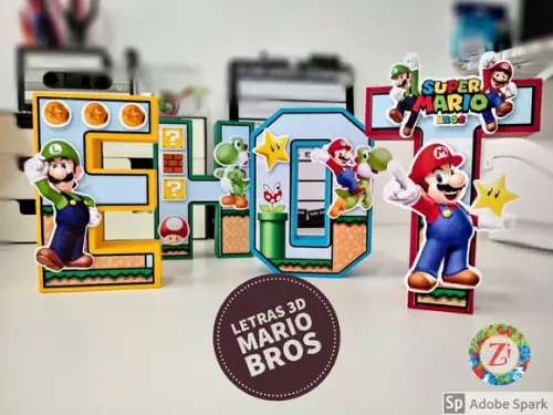 Letras e Números 3D - tema MARIO BROS