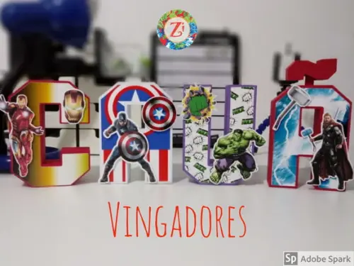 Letras e Números 3D - tema VINGADORES