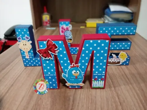 Letras e Números 3D em Papel - Tema GALINHA PINTADINHA