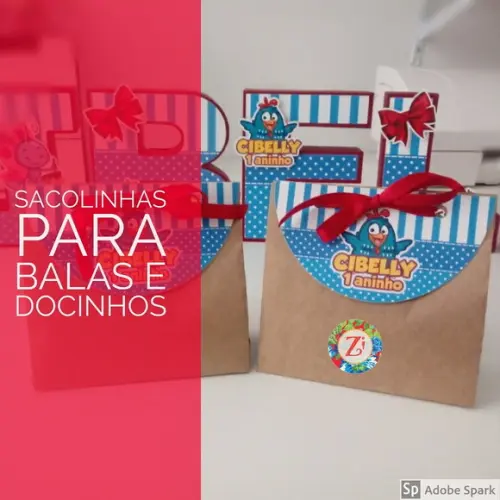 Sacolinha para Bala e Docinhos - Tema Galinha Pintadinha