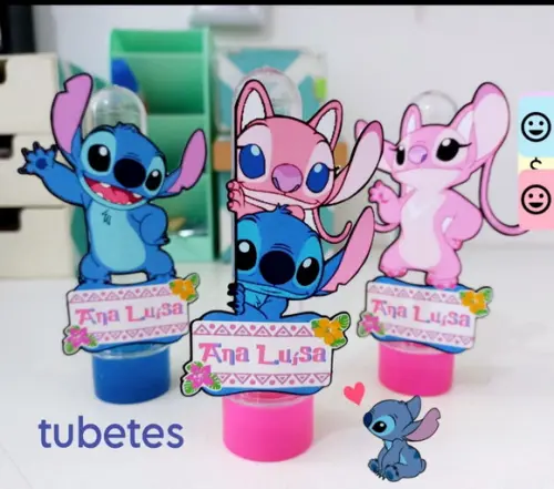 Tubetes 13cm - Tema Stitch e Angel