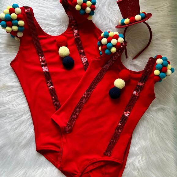 Body Circo Vermelho Mãe e Filha