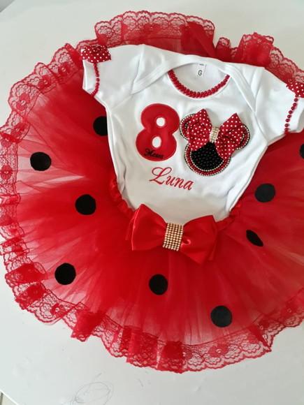 Conjunto Minnie Saia Tutu Vermelha