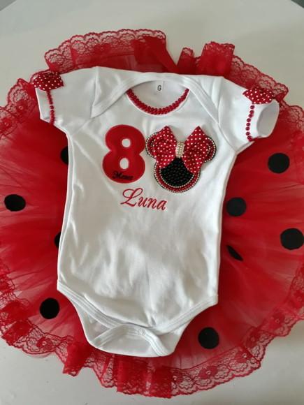 Conjunto Minnie Saia Tutu Vermelha