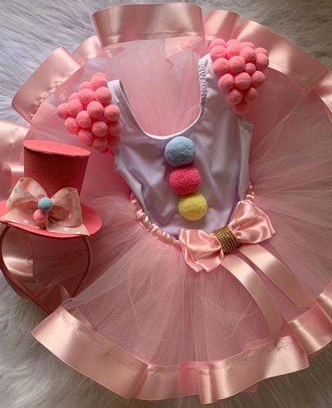 Fantasia Circo Palhacinha Infantil Rosa