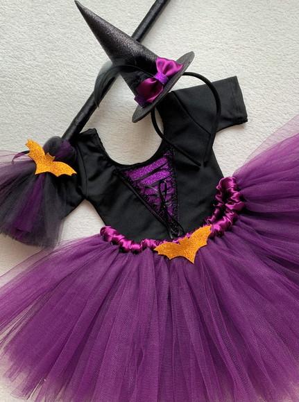 Fantasia Halloween Bruxinha Intantil Vassoura de Bruxa
