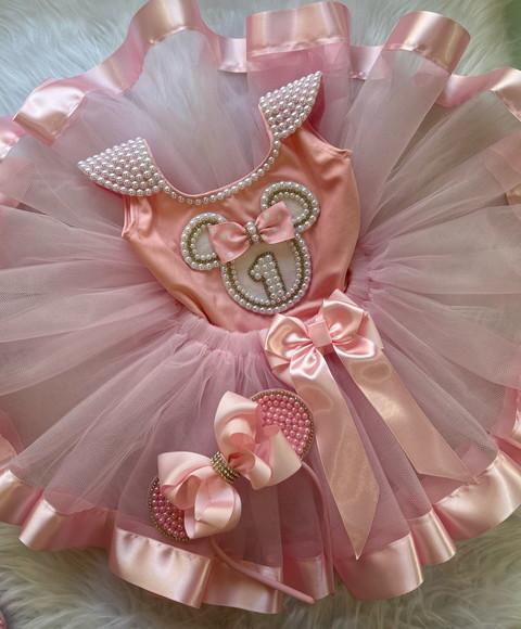 Fantasia Minnie Infantil Rosa Realeza