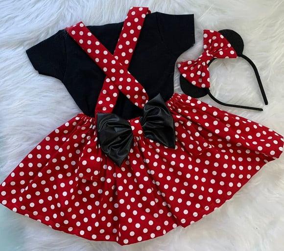 Fantasia Saia Salopete Minnie Vermelha