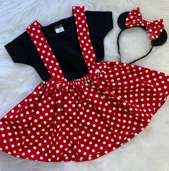 Fantasia Saia Salopete Minnie Vermelha