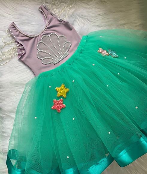 Fantasia Sereia com Estrelas Fundo do Mar Infantil
