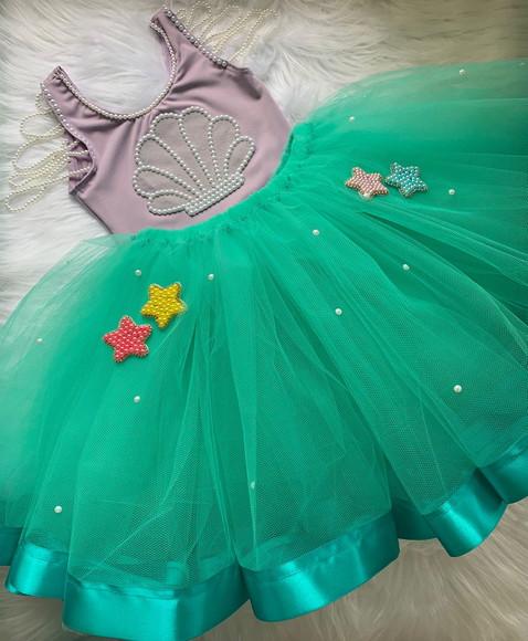 Fantasia Sereia com Estrelas Fundo do Mar Infantil