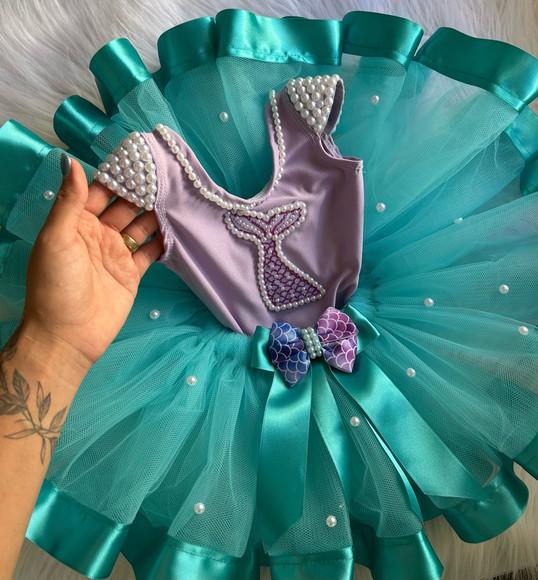Fantasia Sereia Vestido Concha Infantil