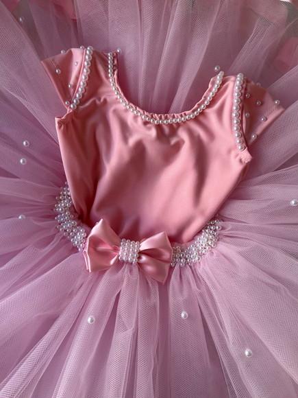 Figurino Bailarina Festa Balé Ballet Fantasia Tutu Rosa
