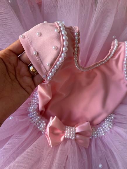 Figurino Bailarina Festa Balé Ballet Fantasia Tutu Rosa